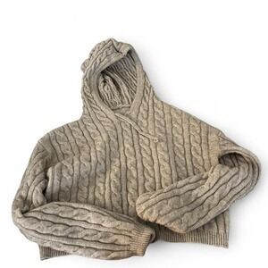 Cable knit hoodie with drawstring